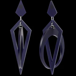 Tomfoolery Navy Crescent Hoop Drop Earrings Online