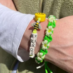 Tomfoolery Neon Green Flower Drawstring Bracelet Sale