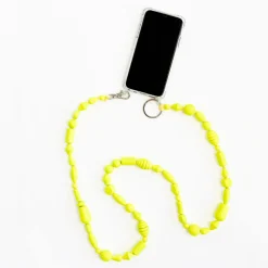 Tomfoolery Neon Yellow Perlen Bunter Wooden Beaded iPhone Necklace & Keychain Hot