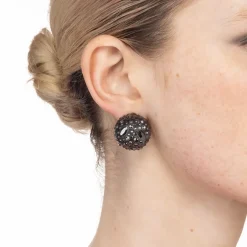 Tomfoolery Noir Dust Watery Sphere Stud Earrings Hot