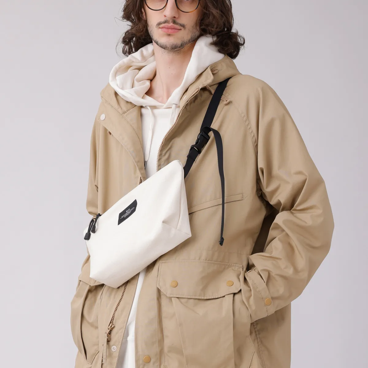 Tomfoolery Nylon Twill Fannypack Crossbody in Natural Outlet