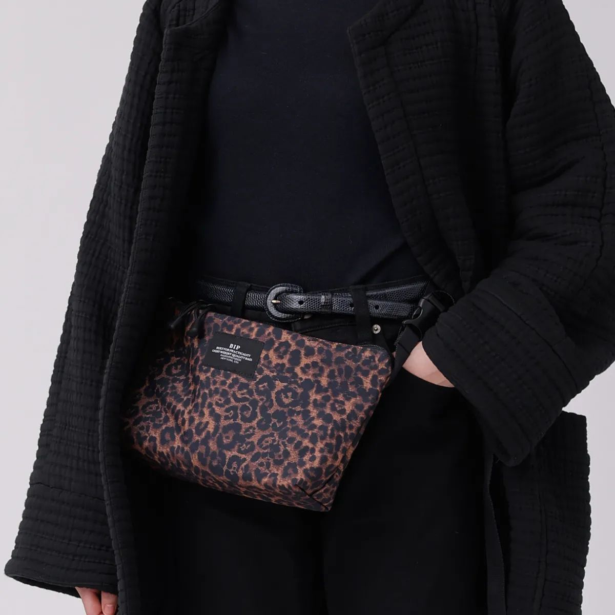 Tomfoolery Nylon Twill Fannypack Crossbody in Leopard Clearance