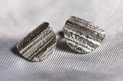 Tomfoolery Oak D-Shaped Studs in Silver Sale
