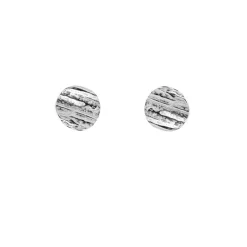 Tomfoolery Oak Round Studs in Silver Discount