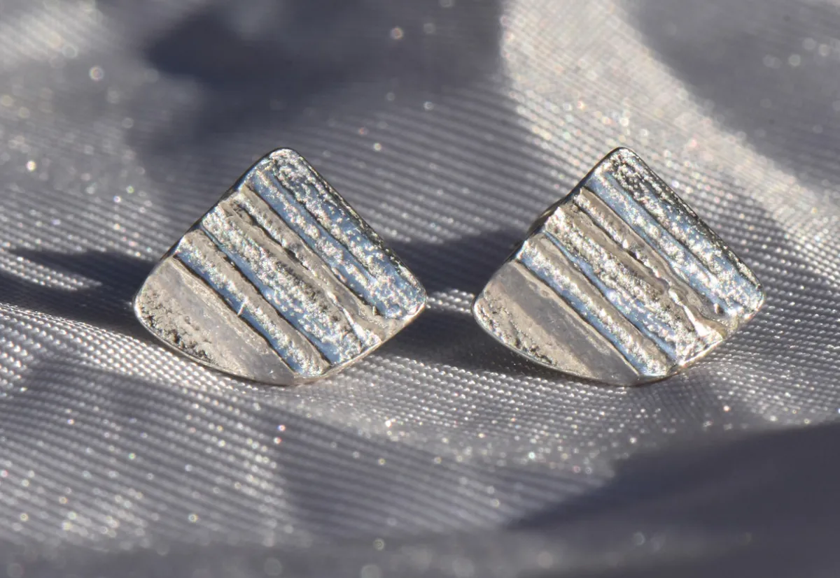Tomfoolery Oak Triangle Studs in Silver Outlet
