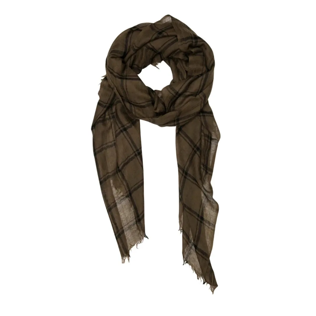 Tomfoolery Olive Green and Black Check Scarf Online