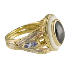 Tomfoolery One Of A Kind ’18ct Gold, Mammoth Tusk, Tanzanite & Black Star Sapphire ‘ Art Ring Clearance