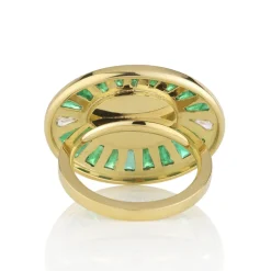Tomfoolery One Of A Kind ‘Emerald & Diamond Talisman Shield’ Art Ring Clearance
