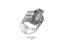 Tomfoolery One Of A Kind ‘Silver, 18ct Yellow Gold, Hematite & Black Spinel’ Art Ring Discount