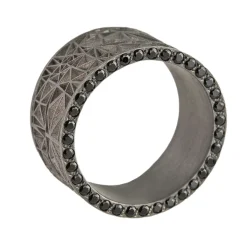 Tomfoolery One Of A Kind ‘Silver, White Diamond & Black Spinel’ Art Ring Sale