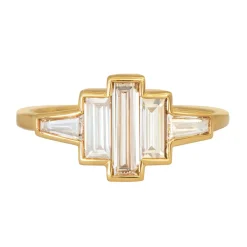 Tomfoolery One-Of-A-Kind Art Deco Inspired Engagement Ring with Baguette Diamonds Discount