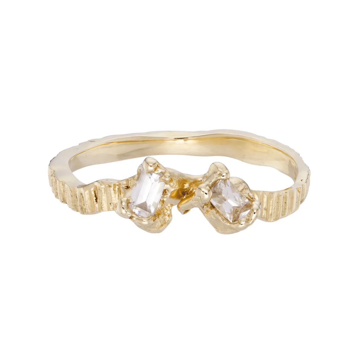 Tomfoolery One-Of-A-Kind Bark Baguette Sapphire Ring Clearance