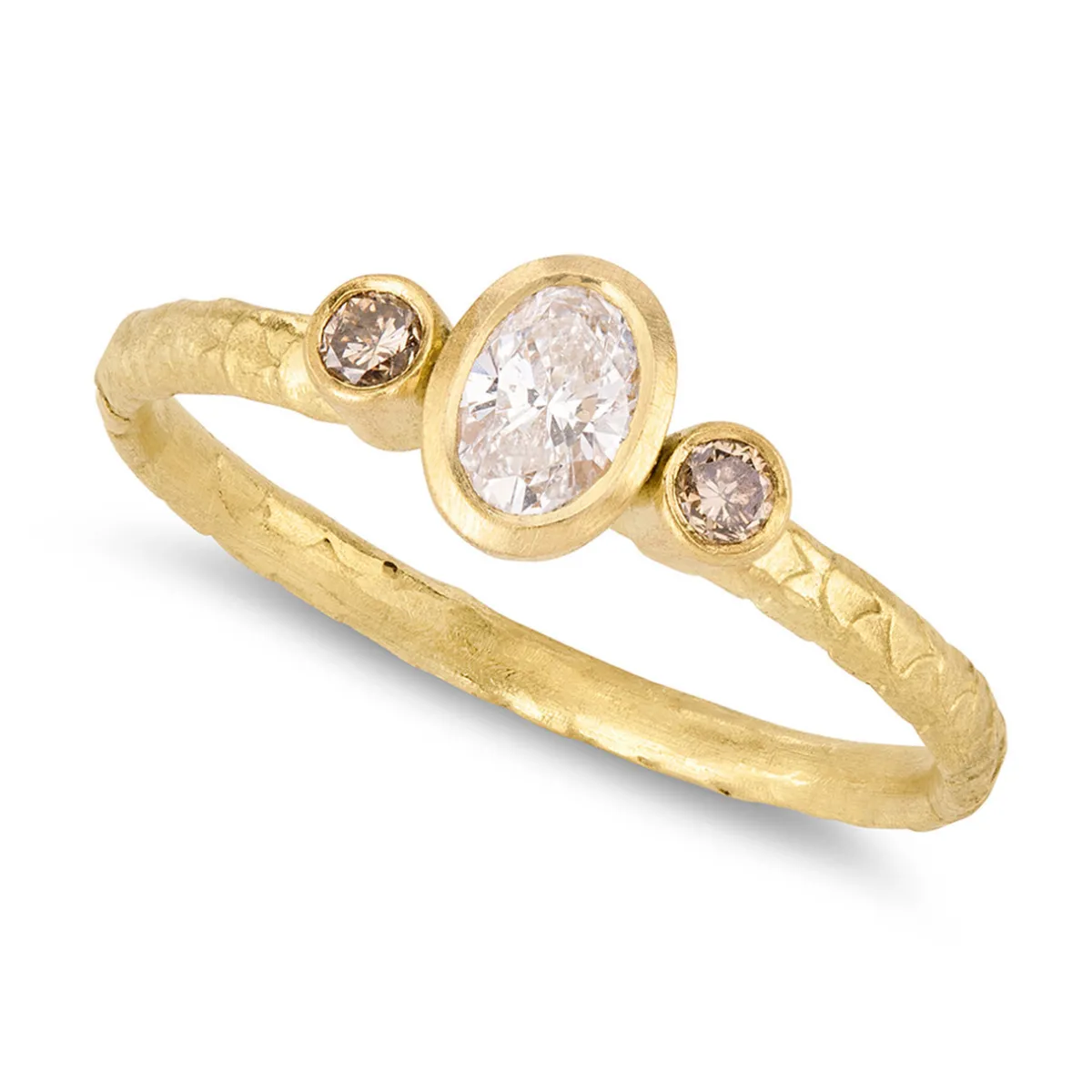 Tomfoolery One-Of-A-Kind Catkin Oval Diamond Ring with Champagne Diamond Shoulders Online