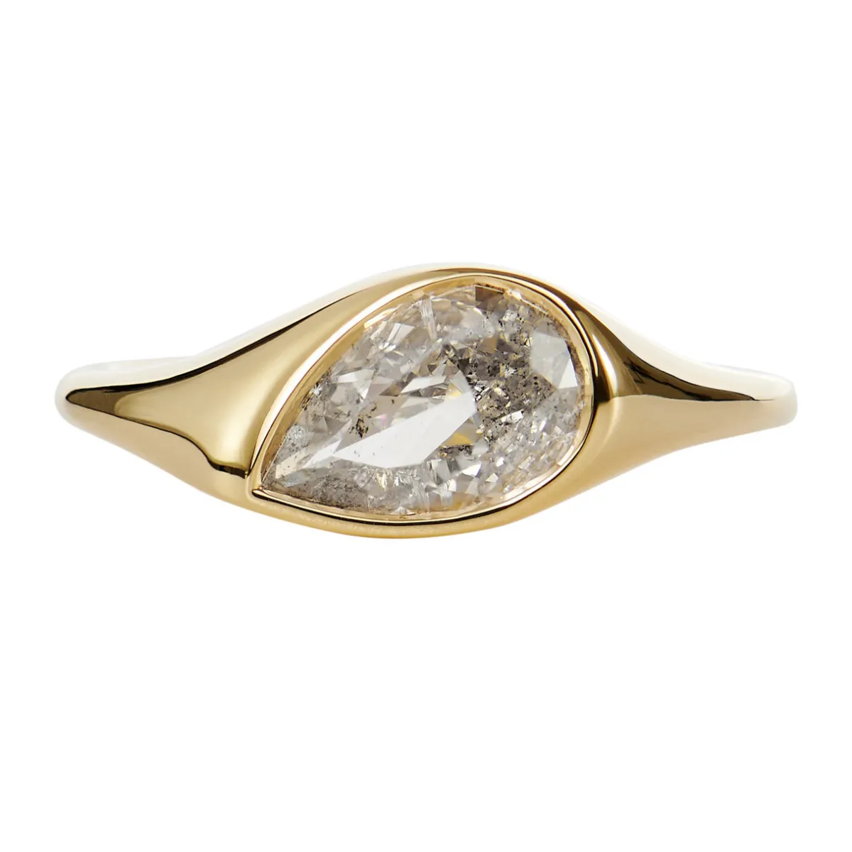 Tomfoolery One-Of-A-Kind Elation Salt & Pepper Pear Cut Diamond Signet Ring Outlet