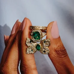 Tomfoolery One-Of-A-Kind Emerald Butterfly Queen Ring Outlet