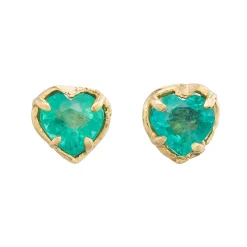 Tomfoolery One-Of-A-Kind Emerald Heart Studs Clearance