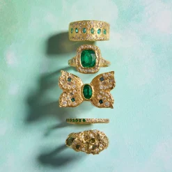 Tomfoolery One-Of-A-Kind Forest Diamond & Emerald Ring Hot