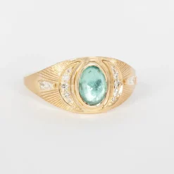 Tomfoolery One-Of-A-Kind Green Tourmaline & Diamond Moon Ring Online