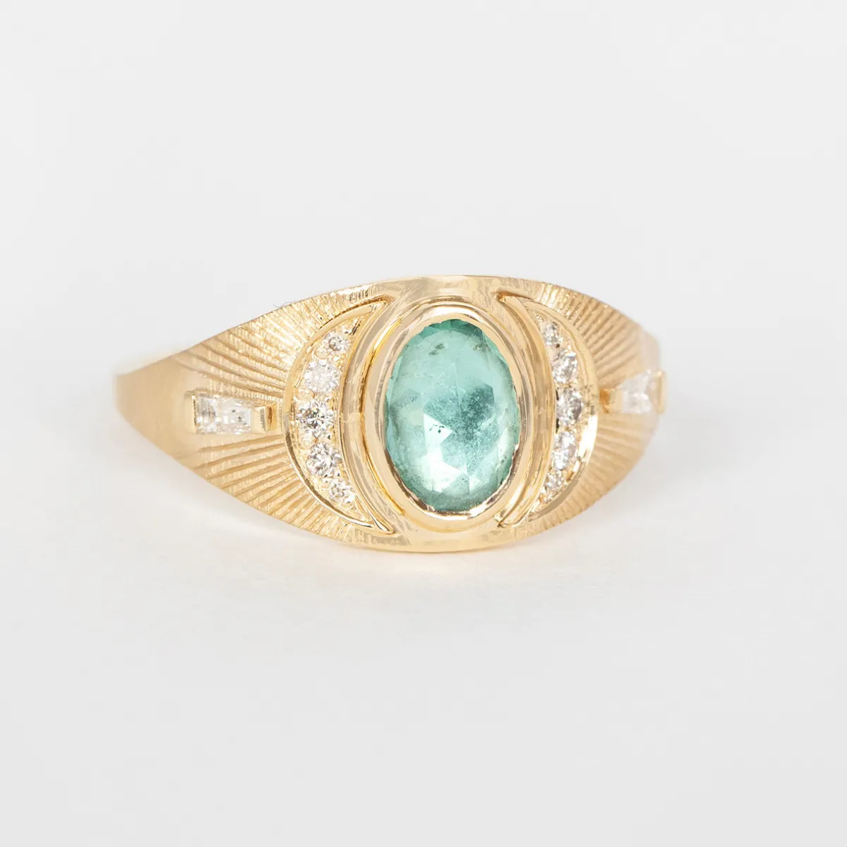 Tomfoolery One-Of-A-Kind Green Tourmaline & Diamond Moon Ring Online