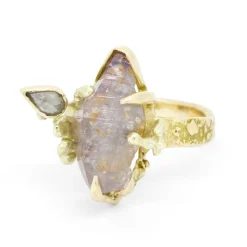 Tomfoolery One-Of-A-Kind Irregular Purple Sapphire & Diamond Ring Online