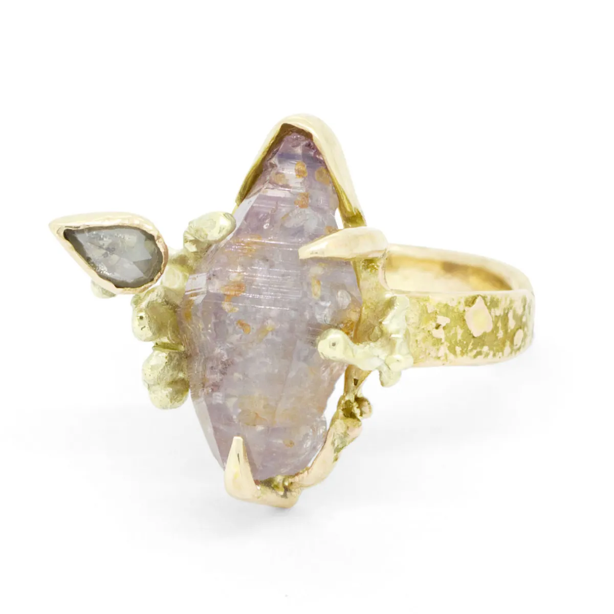 Tomfoolery One-Of-A-Kind Irregular Purple Sapphire & Diamond Ring Online