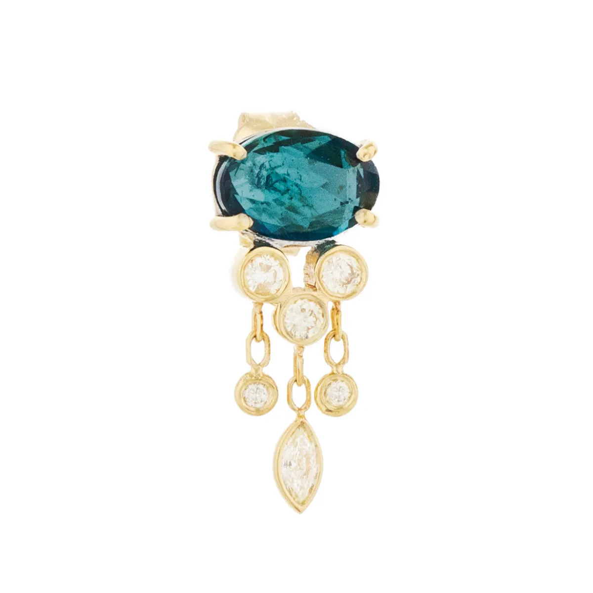 Tomfoolery One-Of-A-Kind Jellyfish Green Tourmaline & Diamond Earring Fashion