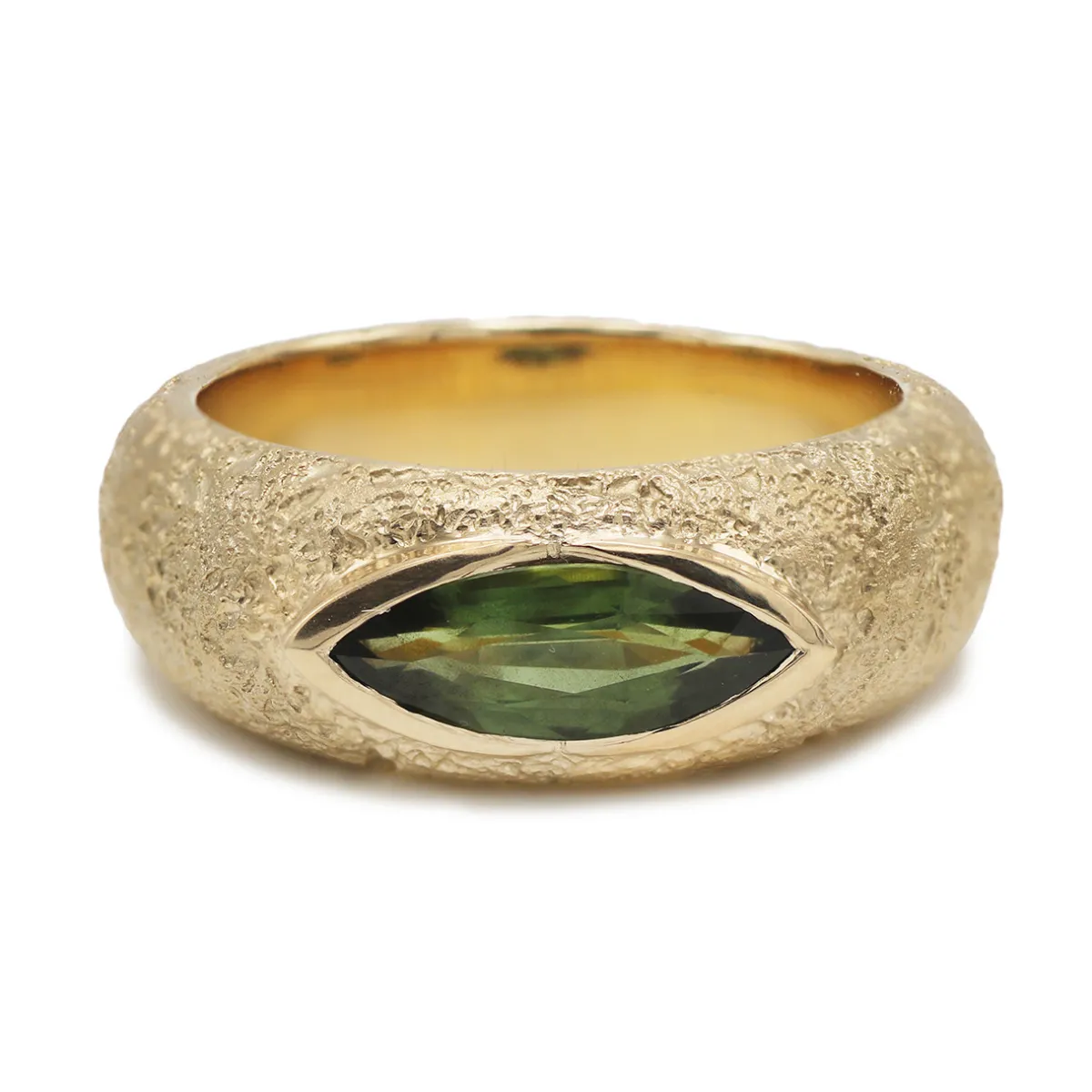 Tomfoolery One-Of-A-Kind Marquise Green Sapphire Textured Band Sale