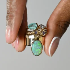 Tomfoolery One-Of-A-Kind Opalescent & Rose Cut Diamond Ring Discount
