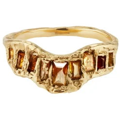 Tomfoolery One-Of-A-Kind Orange & Yellow Baguette Diamond V-Shaped Scatter Ring Discount