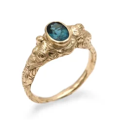 Tomfoolery One-Of-A-Kind Oval Teal Tourmaline Molten Carved Ring Sale