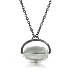 Tomfoolery One-Of-A-Kind Oxidised Silver Quartz Nugget Spinner Necklace Online