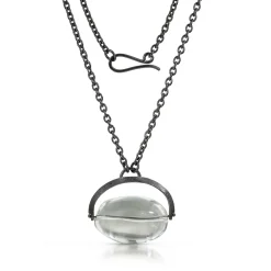 Tomfoolery One-Of-A-Kind Oxidised Silver Quartz Nugget Spinner Necklace Online
