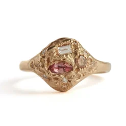 Tomfoolery One-Of-A-Kind Peach Sapphire Diamond Relic Ring Fashion