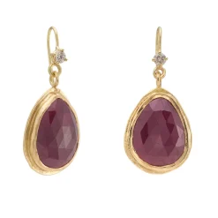 Tomfoolery One-Of-A-Kind Pink Sapphire & Champagne Diamond Pear Drop Earrings Sale