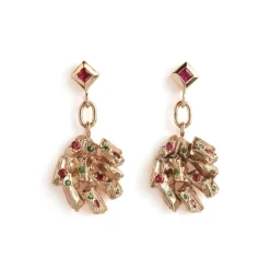 Tomfoolery One-Of-A-Kind Ruby & Tsavorite Confetti Carve Treasure Earrings Hot