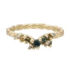Tomfoolery One-Of-A-Kind Sapphire & Diamond Curve Organic Twist Ring Clearance