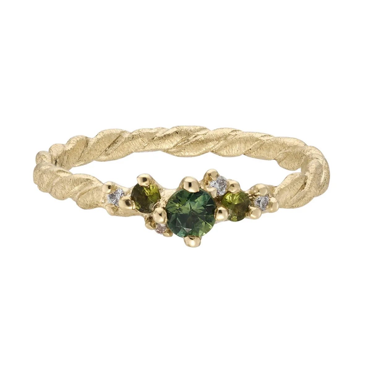 Tomfoolery One-Of-A-Kind Sapphire & Diamond Cluster Organic Twist Ring Sale