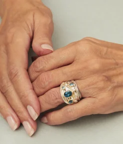 Tomfoolery One-Of-A-Kind Silver, London Blue Topaz and Diamond Art Ring Online