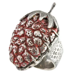 Tomfoolery One-Of-A-Kind Silver Strawberry Art Ring Clearance