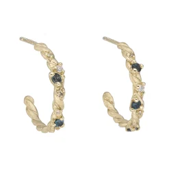 Tomfoolery One-Of-A-Kind Twisted Hoops with Scattered Sapphires Outlet