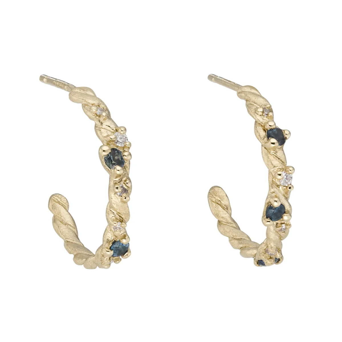 Tomfoolery One-Of-A-Kind Twisted Hoops with Scattered Sapphires Outlet