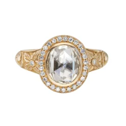Tomfoolery One-Of-A-Kind Vintage Engraved Diamond Halo Ring Best