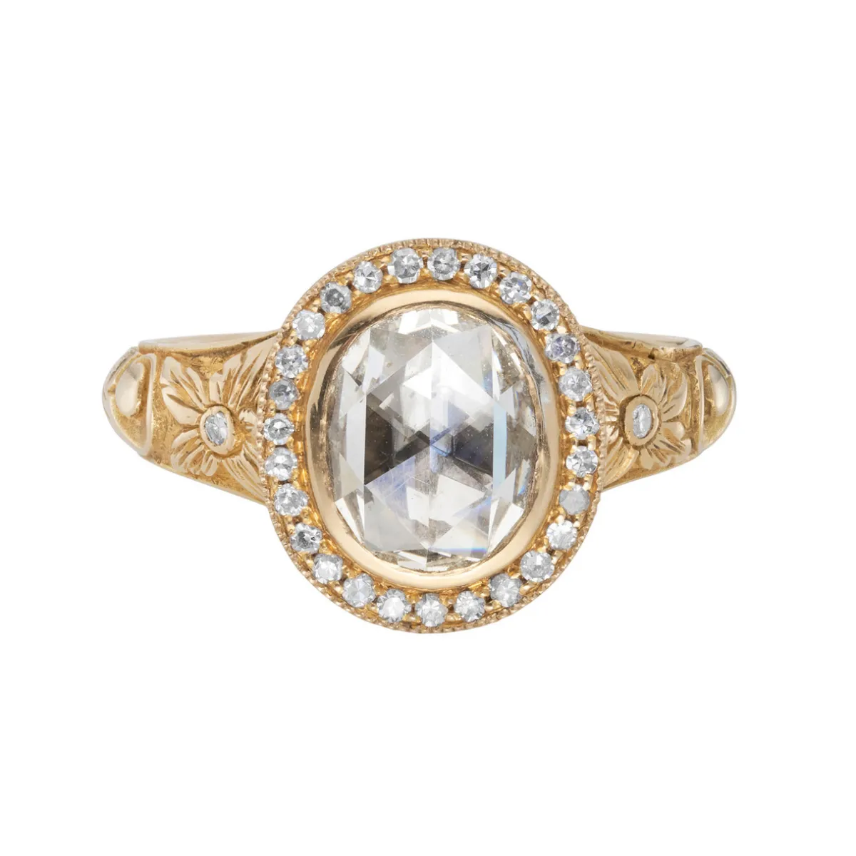 Tomfoolery One-Of-A-Kind Vintage Engraved Diamond Halo Ring Best