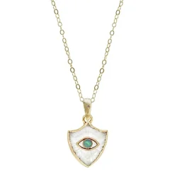 Tomfoolery Opal Eye Small Shield Amulet 14ct Yellow Gold Online