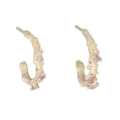 Tomfoolery Opalescent Pink Sapphire Gold Fae Hoops Outlet