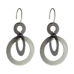 Tomfoolery Orbital Steel Drop Earrings New