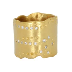 Tomfoolery Organic Gold & Diamond Extra Wide Ring Clearance