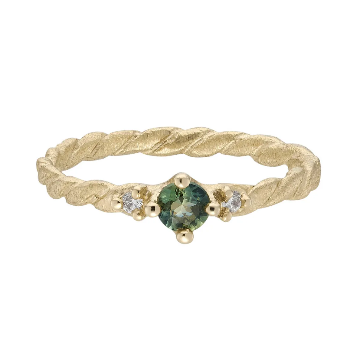 Tomfoolery Organic Twisted Sapphire Trilogy Ring Discount