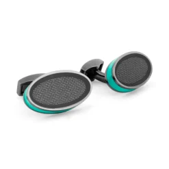 Tomfoolery Oval Blue & Black Rhodium Cufflinks Online