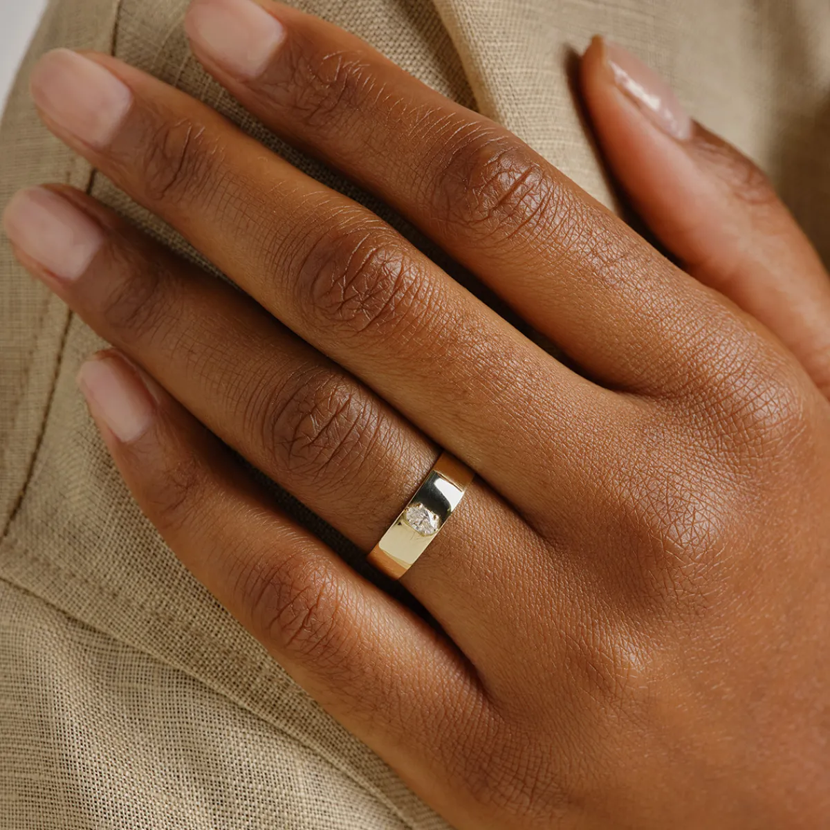 Tomfoolery Oval Diamond Solitaire Wide Ring Hot